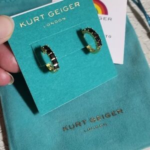 NWT Kurt Geiger Huggie Earrings (Black Stones)